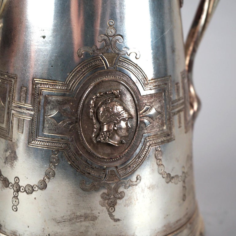 Antique Figural & Footed Rogers Smith Silver Plated Pitcher C1890