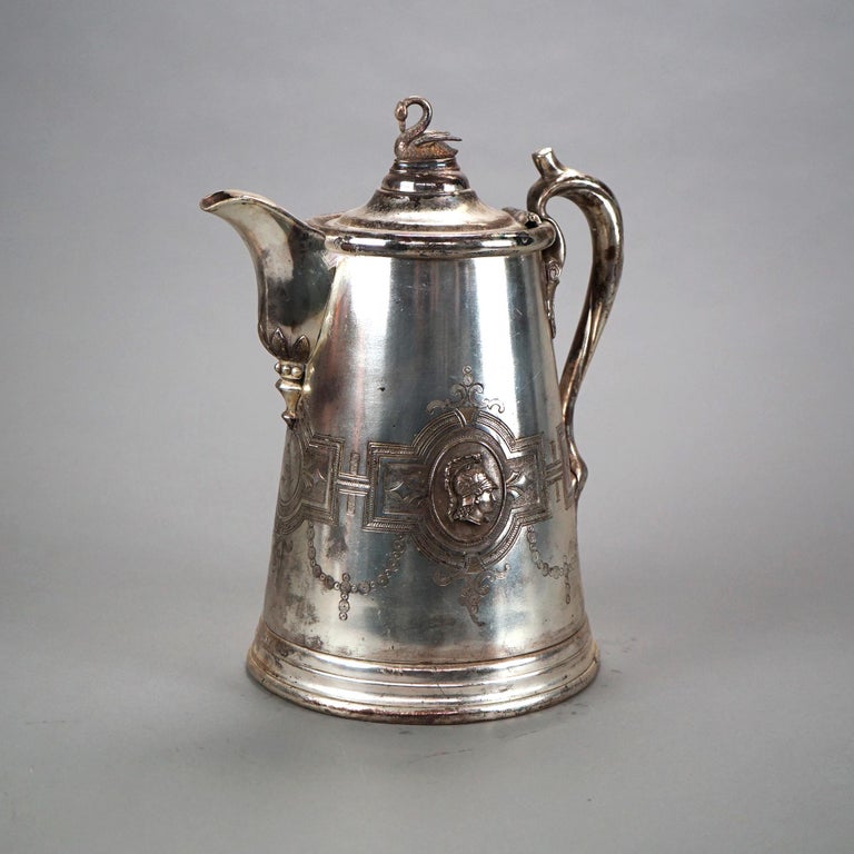 Antique Figural & Footed Rogers Smith Silver Plated Pitcher C1890