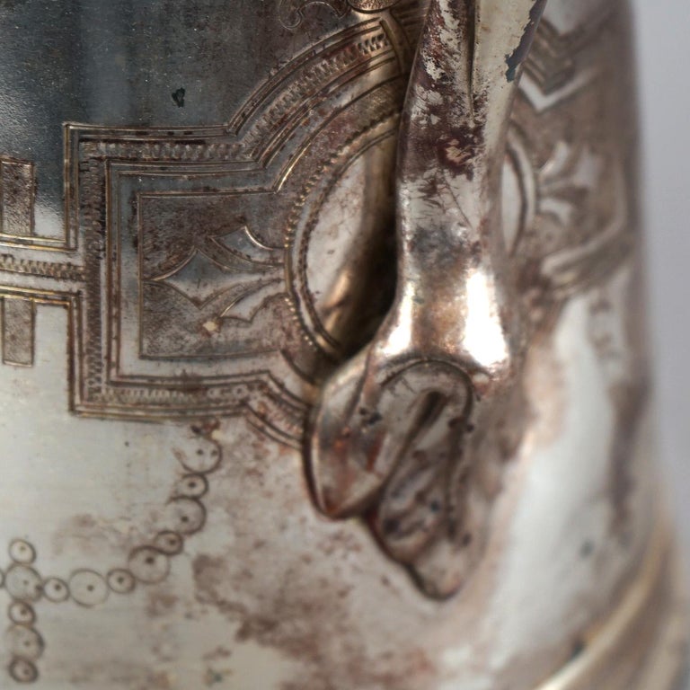 Antique Figural & Footed Rogers Smith Silver Plated Pitcher C1890
