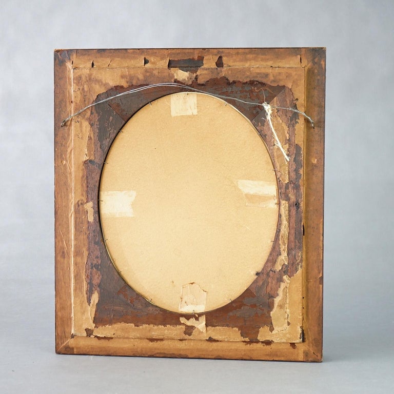 Pair of Deep Walnut Ebonized, Incised & Gilt Frames Housing Floral Prints C1890