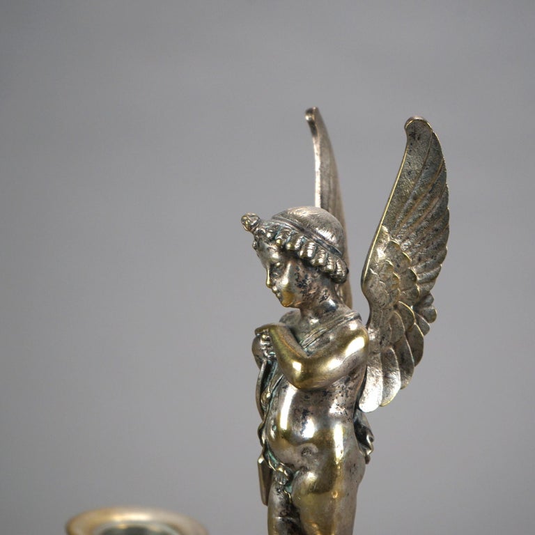 Antique Clawfoot Silver Plated Figural Candle Holder C1890