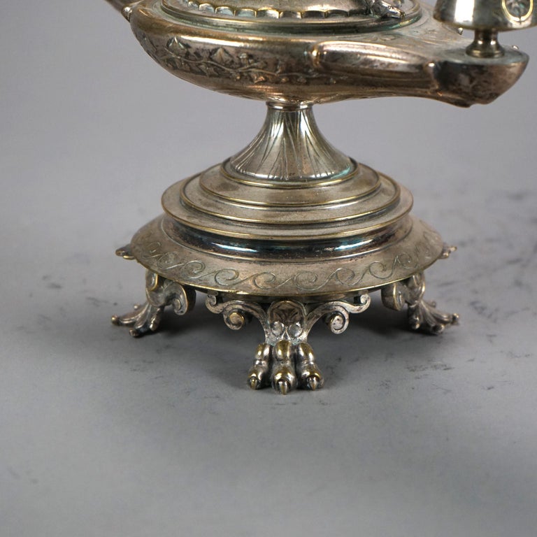 Antique Clawfoot Silver Plated Figural Candle Holder C1890