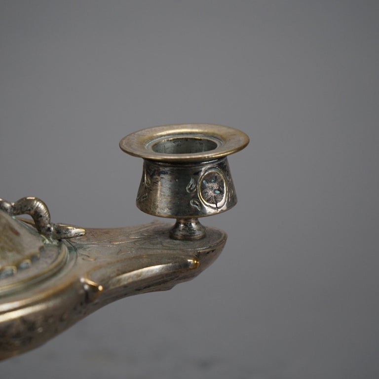 Antique Clawfoot Silver Plated Figural Candle Holder C1890