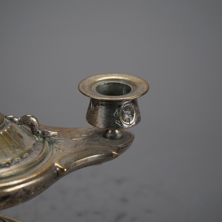 Antique Clawfoot Silver Plated Figural Candle Holder C1890