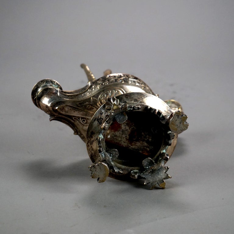 Antique Clawfoot Silver Plated Figural Candle Holder C1890