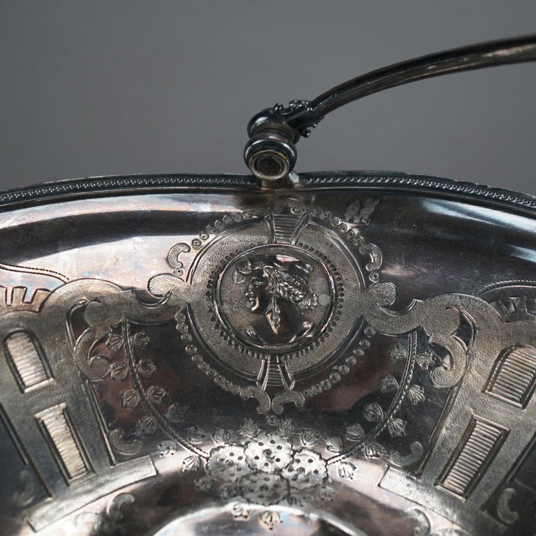 Antique Figural Silver Plated Fruit Bowl C1890