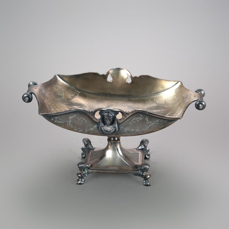 Antique Figural Silver Plated Fruit Bowl C1890