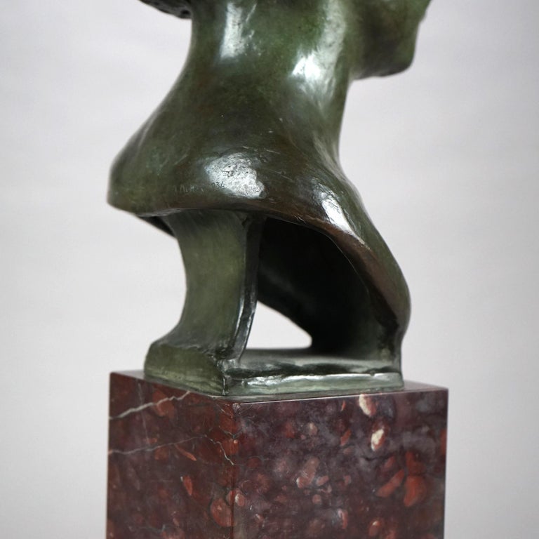 Antique Cast Bronze “Marion” Bust by Eleanor Mary Mellon on Marble Plinth C1936