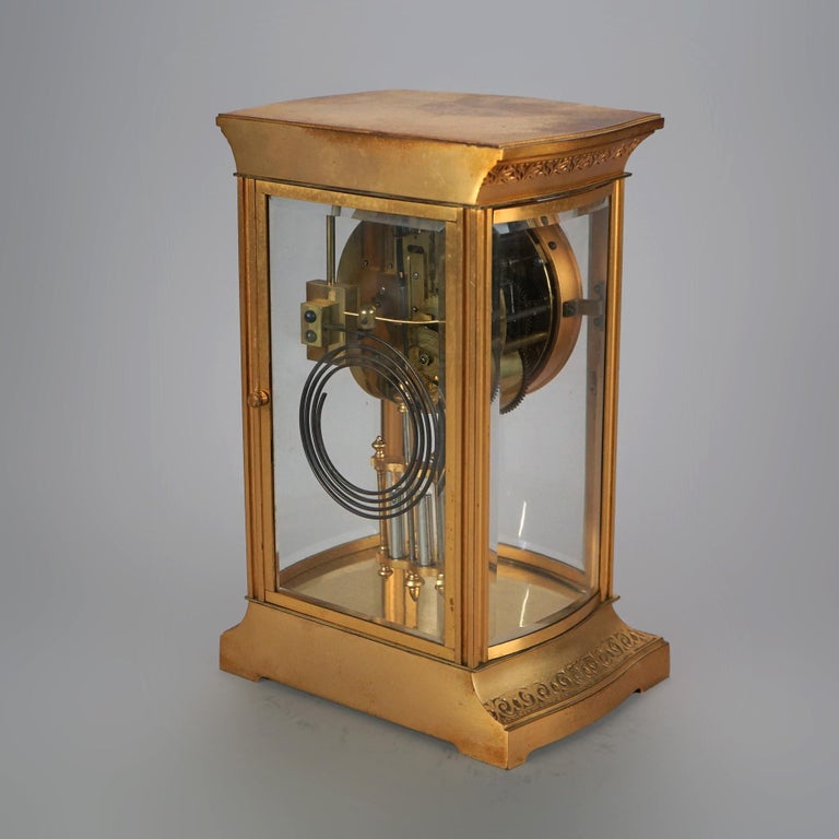 Antique Ansonia Gilt Bronze Crystal Regulator Mantle Clock C1890