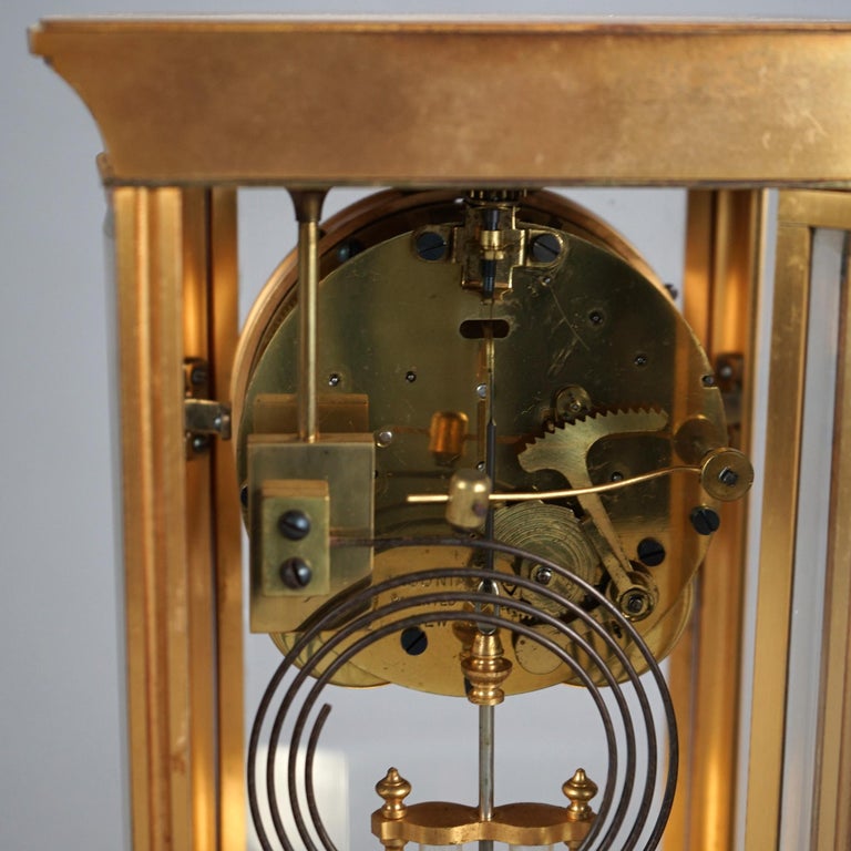 Antique Ansonia Gilt Bronze Crystal Regulator Mantle Clock C1890