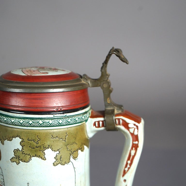 Antique Art & Crafts Scenic Musterschutz Germany Pottery Stein Circa 1900