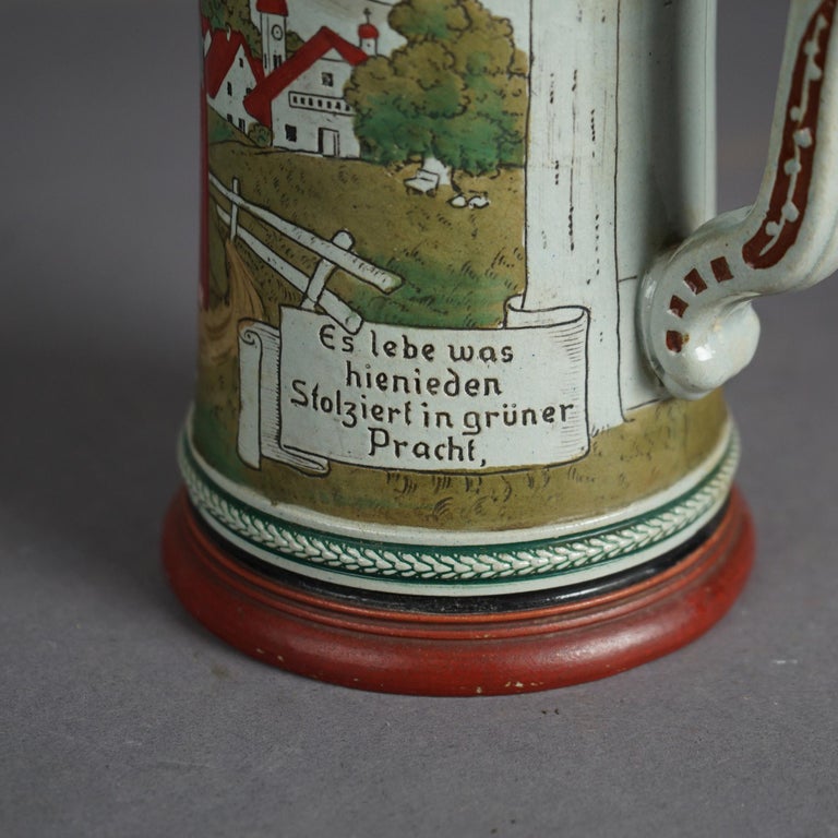 Antique Art & Crafts Scenic Musterschutz Germany Pottery Stein Circa 1900