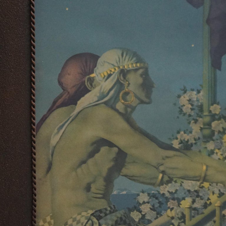Extra Large Antique Art Deco Maxfield Parrish Print “Cleopatra”, Framed C1920