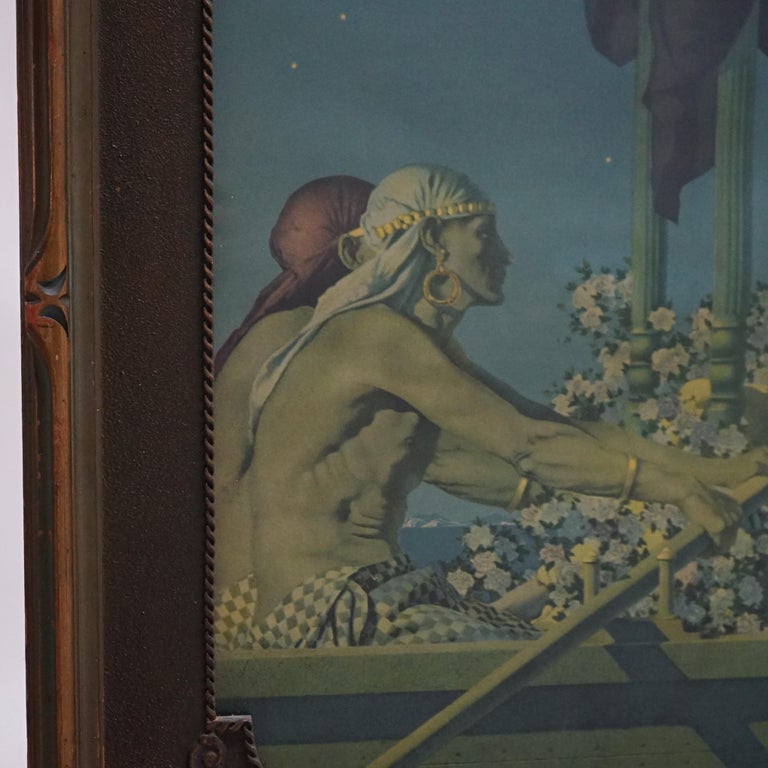 Extra Large Antique Art Deco Maxfield Parrish Print “Cleopatra”, Framed C1920