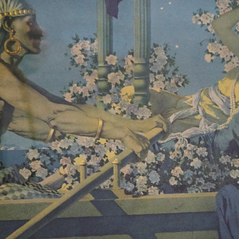 Extra Large Antique Art Deco Maxfield Parrish Print “Cleopatra”, Framed C1920
