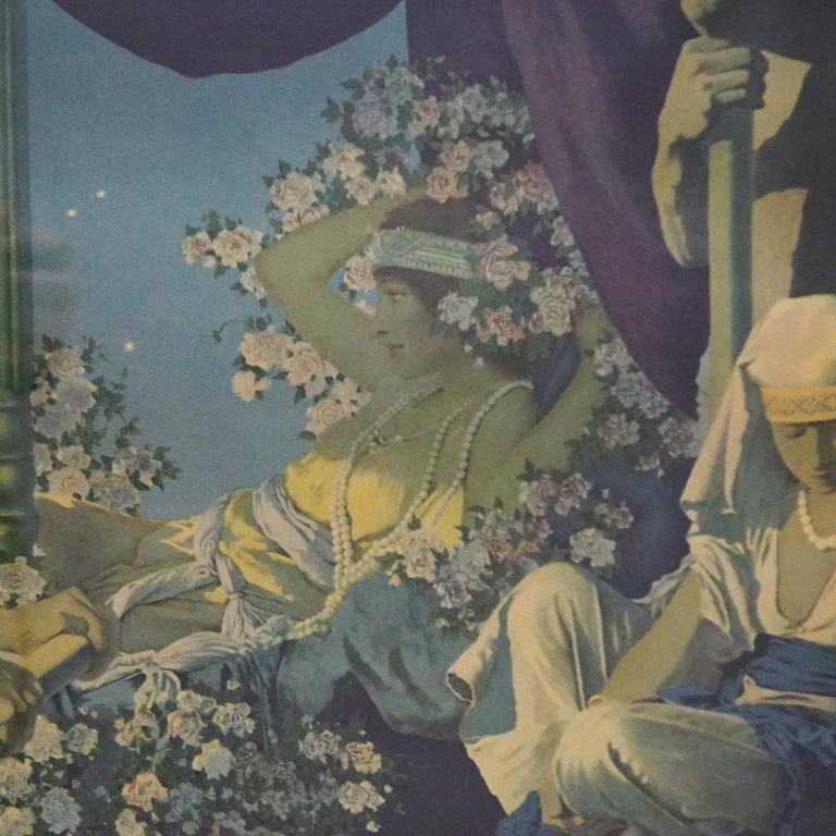 Extra Large Antique Art Deco Maxfield Parrish Print “Cleopatra”, Framed C1920