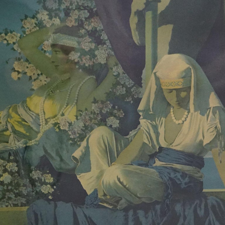 Extra Large Antique Art Deco Maxfield Parrish Print “Cleopatra”, Framed C1920