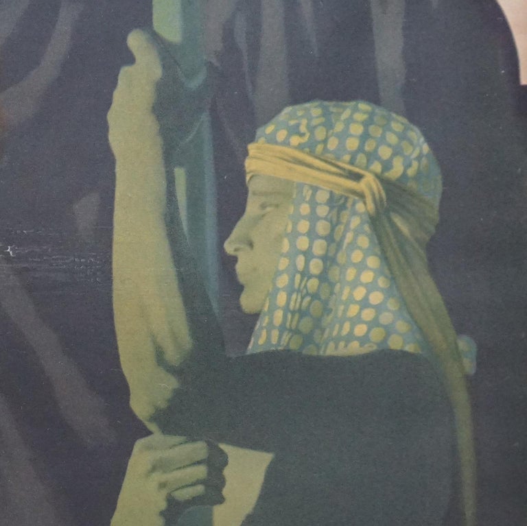 Extra Large Antique Art Deco Maxfield Parrish Print “Cleopatra”, Framed C1920