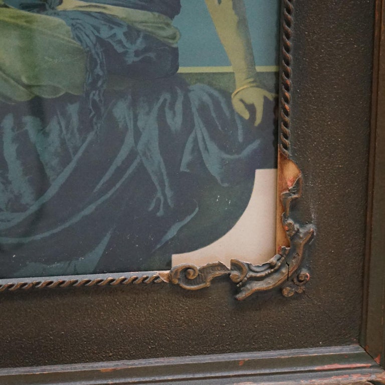 Extra Large Antique Art Deco Maxfield Parrish Print “Cleopatra”, Framed C1920