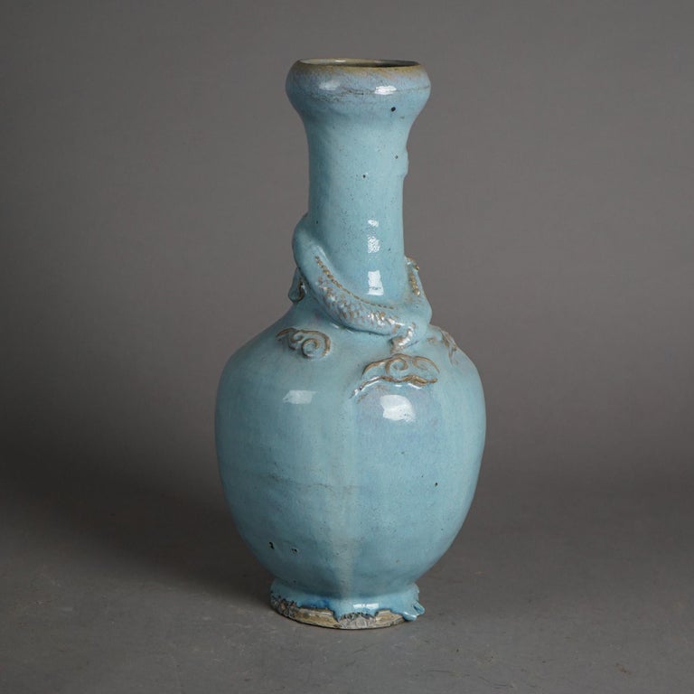 Antique Chinese Figural Art Pottery Dragon Vase C1920