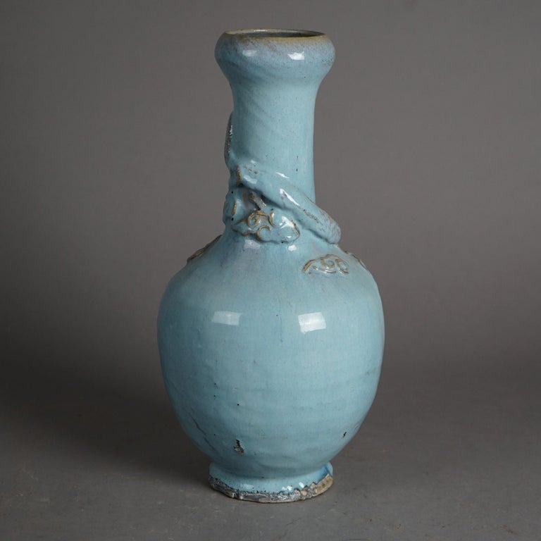 Antique Chinese Figural Art Pottery Dragon Vase C1920