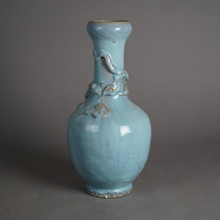Antique Chinese Figural Art Pottery Dragon Vase C1920