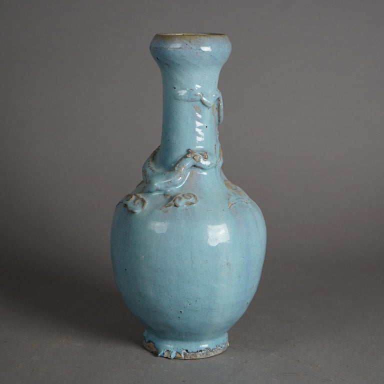Antique Chinese Figural Art Pottery Dragon Vase C1920