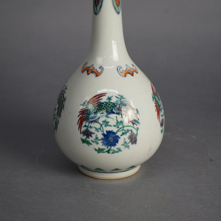 Pair of Chinese Doucai Porcelain Vases with Kangxi Mark & Pheasants 20thC