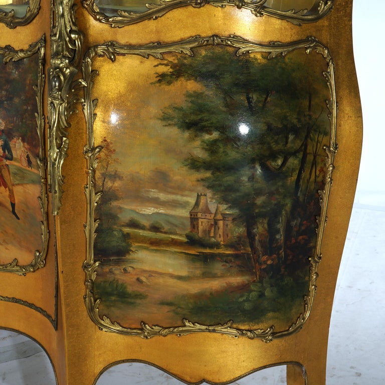 Oversized Antique Louis XIV Vernis Martin Decorated Giltwood & Ormolu Vitrine