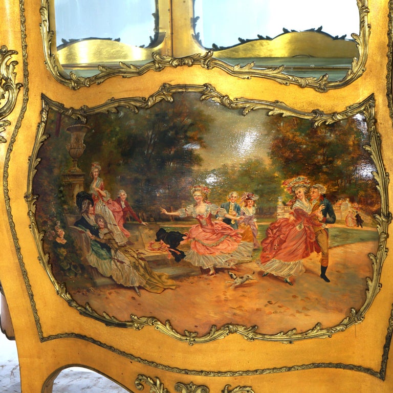 Oversized Antique Louis XIV Vernis Martin Decorated Giltwood & Ormolu Vitrine