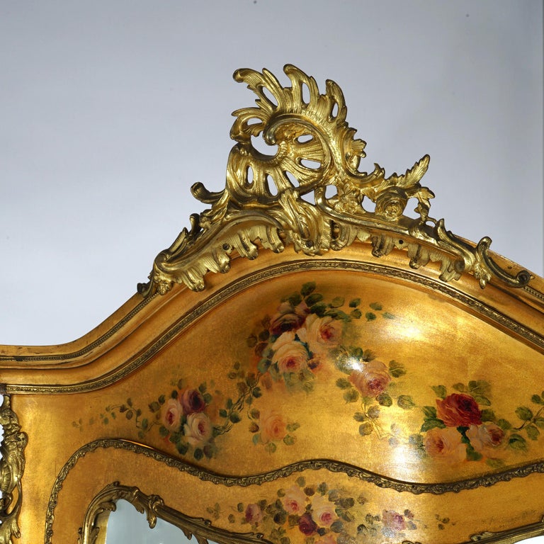 Oversized Antique Louis XIV Vernis Martin Decorated Giltwood & Ormolu Vitrine