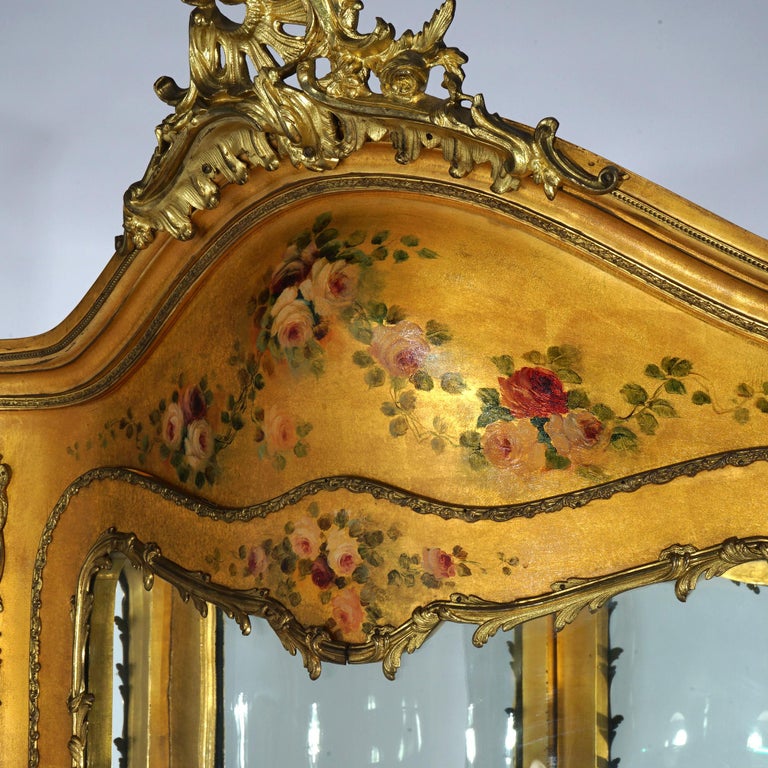 Oversized Antique Louis XIV Vernis Martin Decorated Giltwood & Ormolu Vitrine
