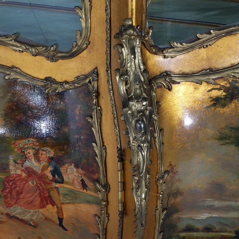 Oversized Antique Louis XIV Vernis Martin Decorated Giltwood & Ormolu Vitrine
