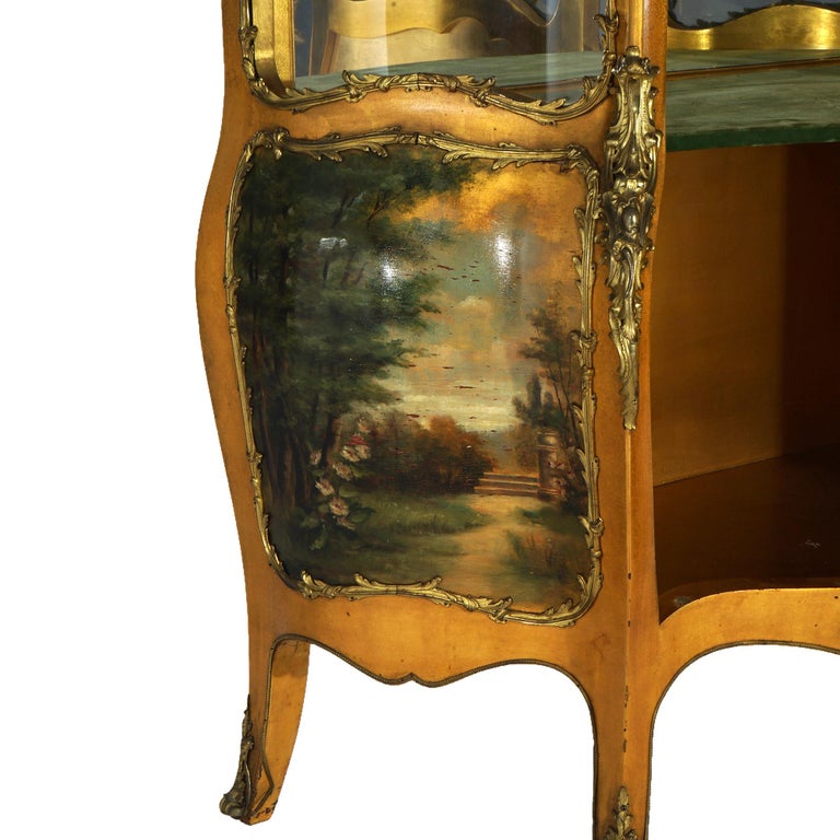 Oversized Antique Louis XIV Vernis Martin Decorated Giltwood & Ormolu Vitrine