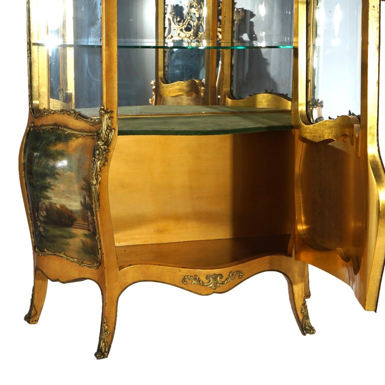 Oversized Antique Louis XIV Vernis Martin Decorated Giltwood & Ormolu Vitrine