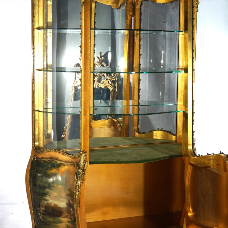 Oversized Antique Louis XIV Vernis Martin Decorated Giltwood & Ormolu Vitrine