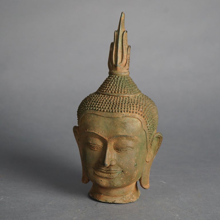 Sukhothai Style Cast Bronze Buddha Bust C1920