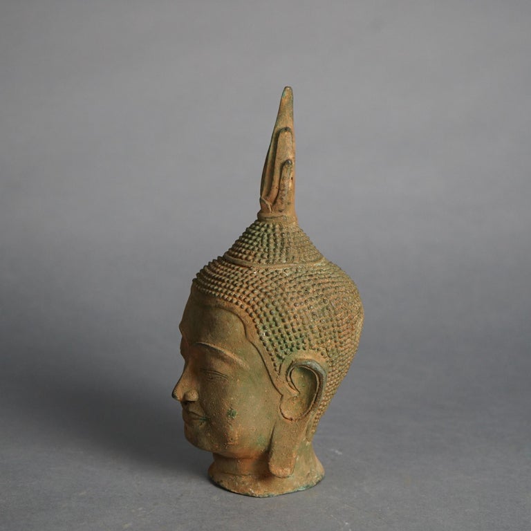 Sukhothai Style Cast Bronze Buddha Bust C1920