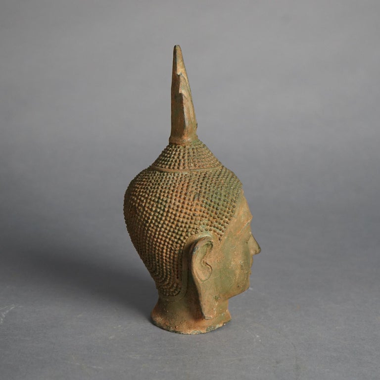 Sukhothai Style Cast Bronze Buddha Bust C1920