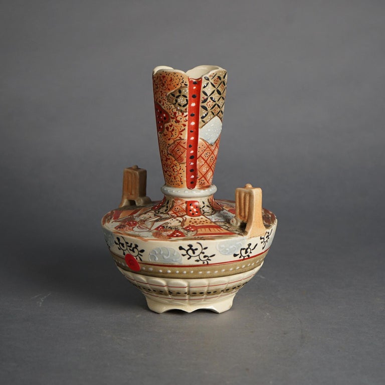 Two Antique Satsuma Pottery Vessels, Vase & Lidded Urn C1920