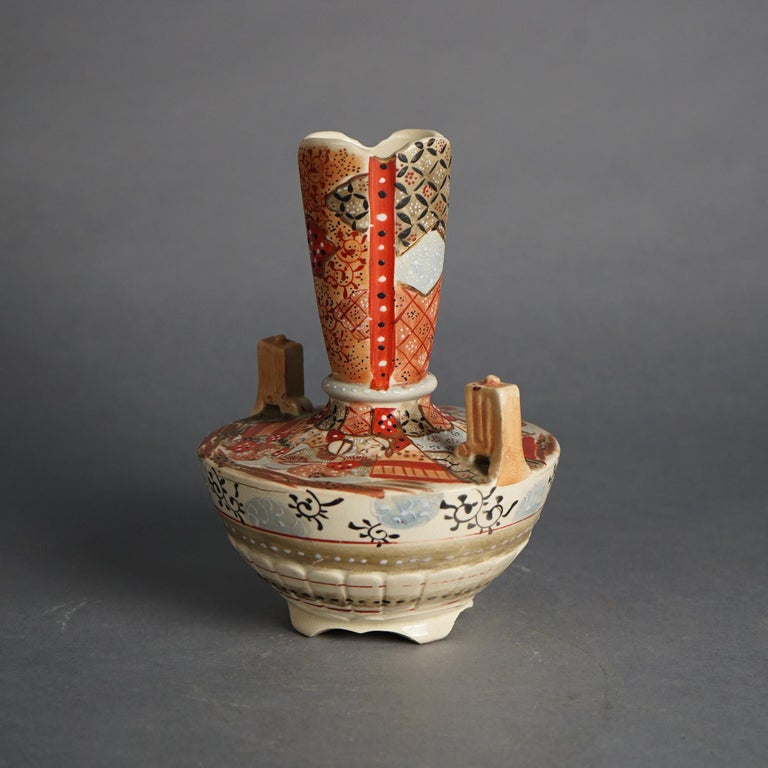 Two Antique Satsuma Pottery Vessels, Vase & Lidded Urn C1920