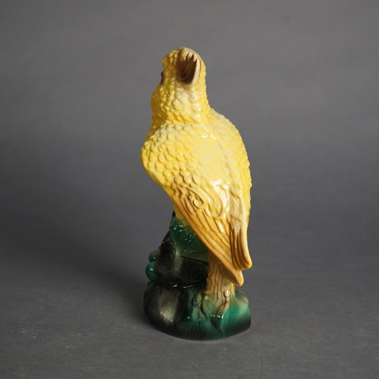 Pair of French Majolica Figural Pottery Exotic Birds C1940