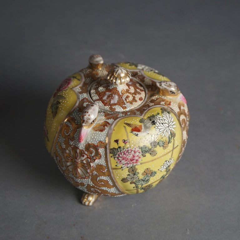 Two Antique Satsuma Pottery Vessels, Vase & Lidded Urn C1920