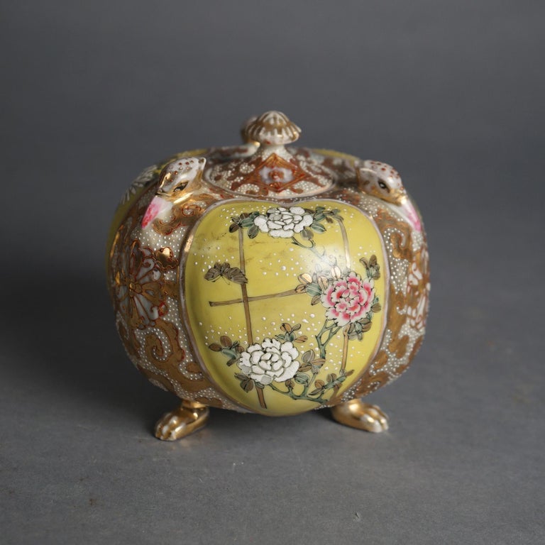 Two Antique Satsuma Pottery Vessels, Vase & Lidded Urn C1920