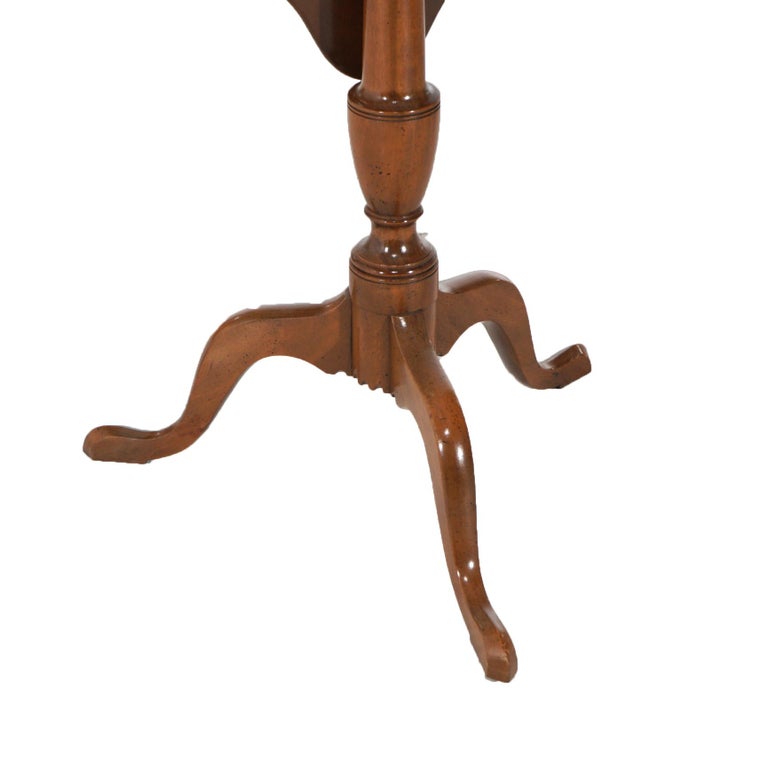 Kittinger Williamsburg Mahogany Tilt Top Candle Stand with Shaped Top 20thC