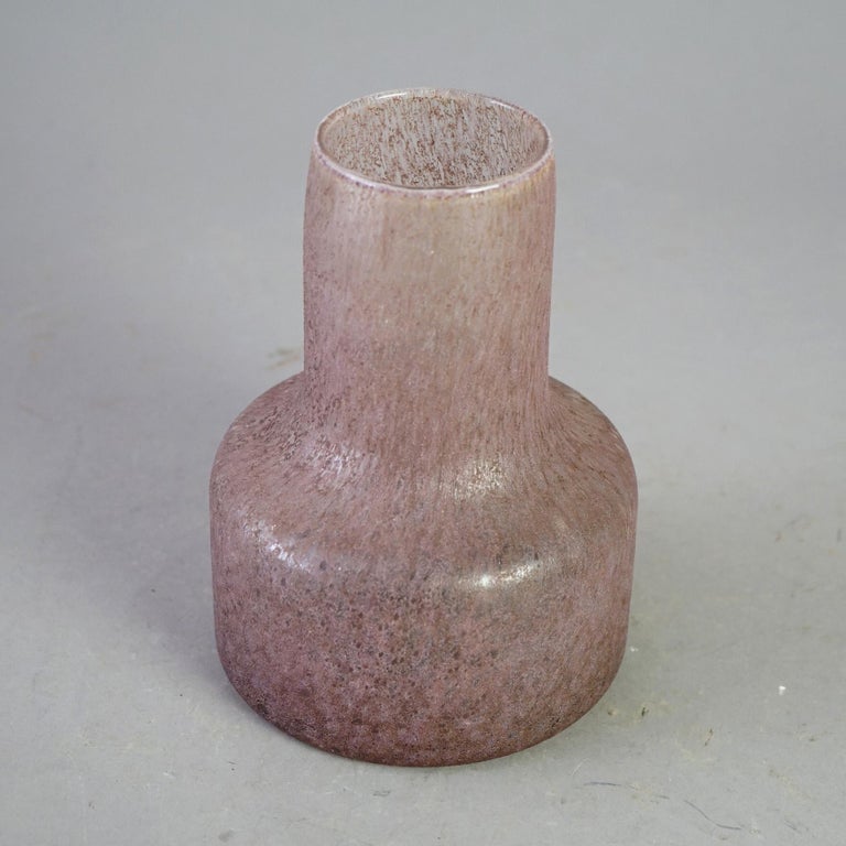 Antique Bauhaus Movement Lavender Chipped Ice Art Glass Bottle Vase Circa 1930