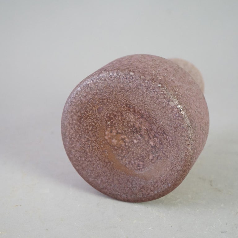 Antique Bauhaus Movement Lavender Chipped Ice Art Glass Bottle Vase Circa 1930