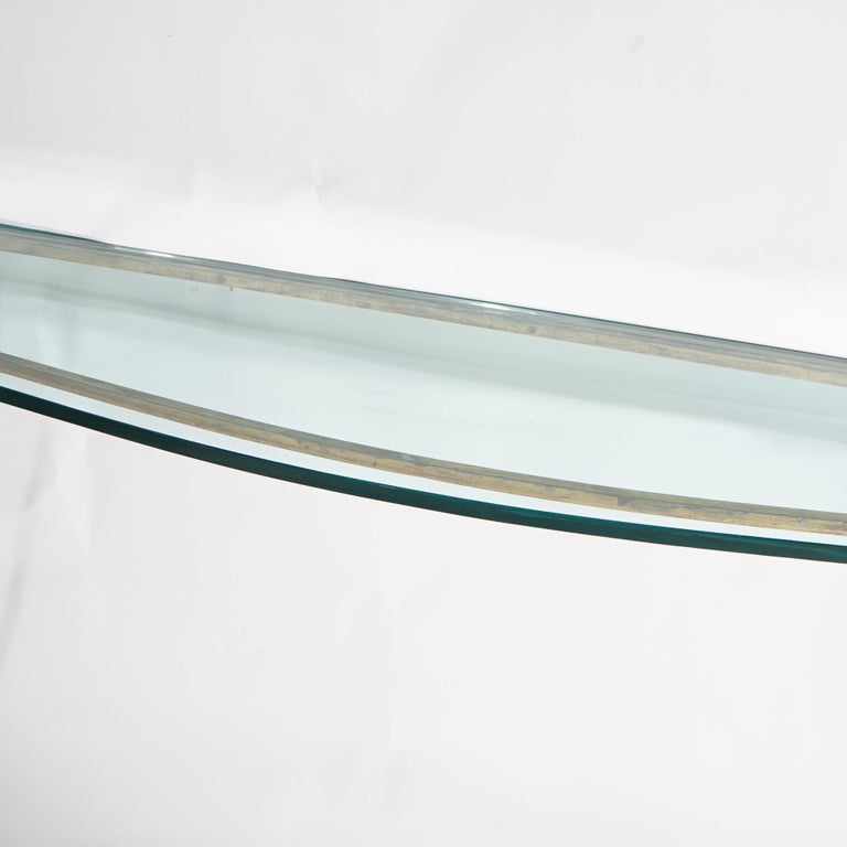 Italian Gold Gilt Wrought Iron Console Table with Glass Top 20th C