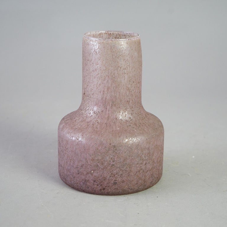 Antique Bauhaus Movement Lavender Chipped Ice Art Glass Bottle Vase Circa 1930