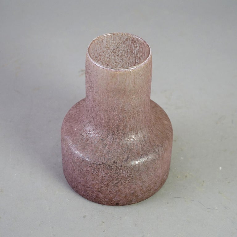 Antique Bauhaus Movement Lavender Chipped Ice Art Glass Bottle Vase Circa 1930